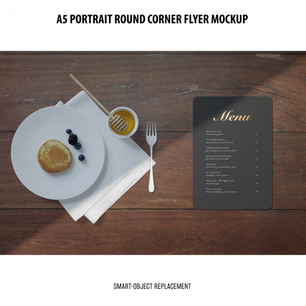 Free A5 Round Corner Flyer Mockup Psd