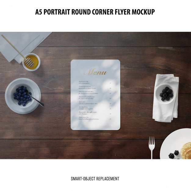 Free A5 Round Corner Flyer Mockup Psd