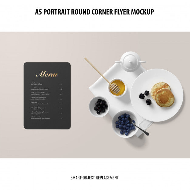 Free A5 Round Corner Flyer Mockup Psd