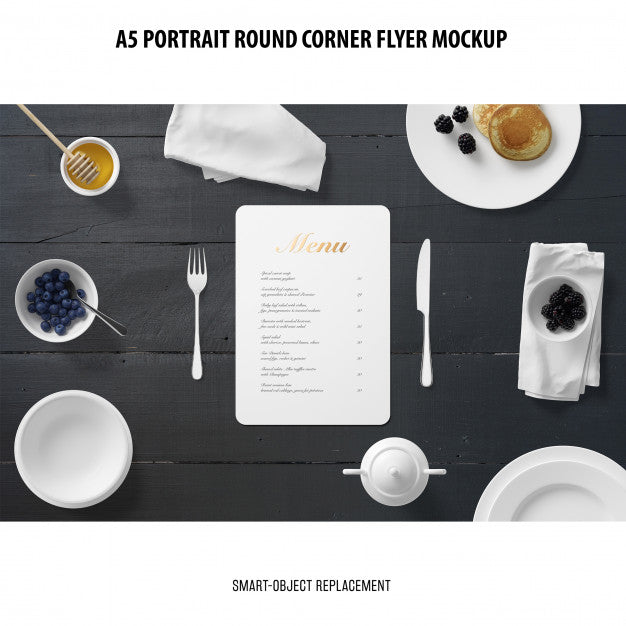 Free A5 Round Corner Flyer Mockup Psd