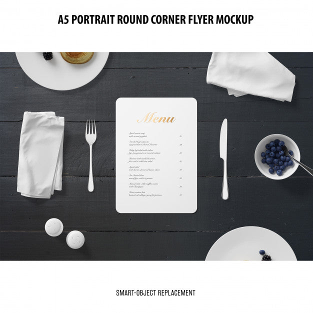 Free A5 Round Corner Flyer Mockup Psd