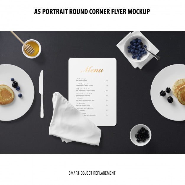 Free A5 Round Corner Flyer Mockup Psd