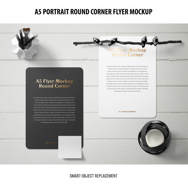 Free A5 Round Corner Flyer Mockup Psd