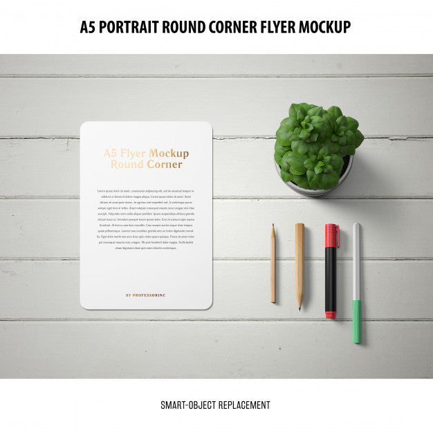 Free A5 Round Corner Flyer Mockup Psd