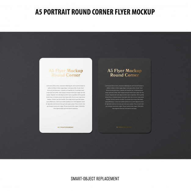 Free A5 Round Corner Flyer Mockup Psd