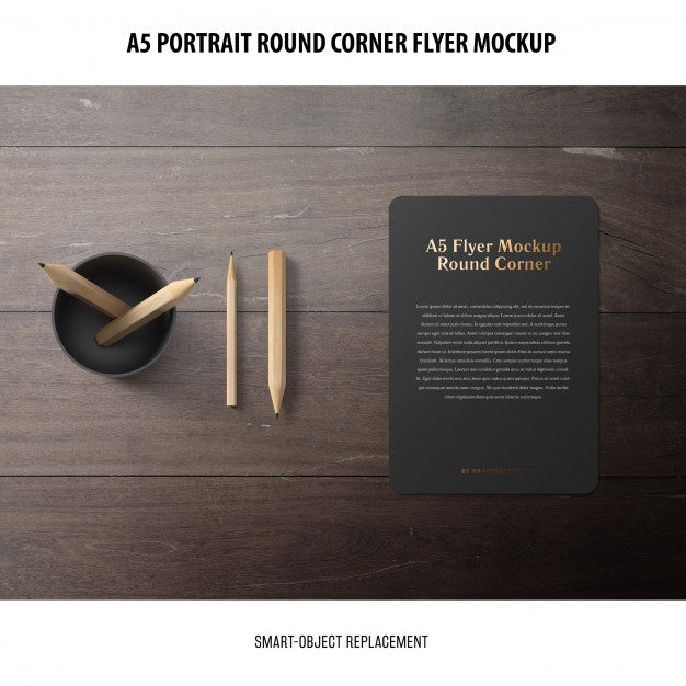 Free A5 Round Corner Flyer Mockup Psd