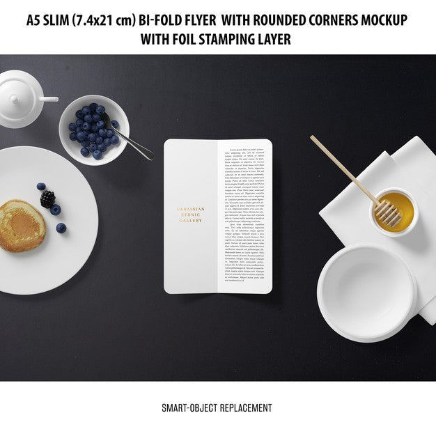 Free A5 Slim Bi-Fold Flyer Mockup Psd