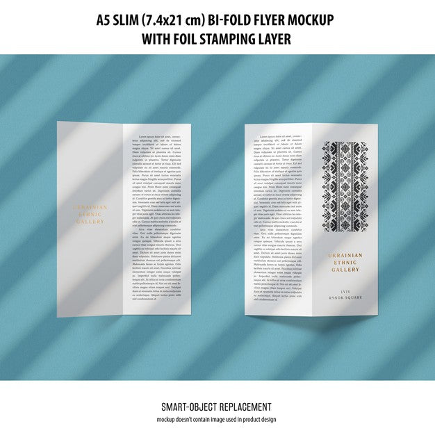 Free A5 Slim Bi-Fold Flyer Mockup Psd