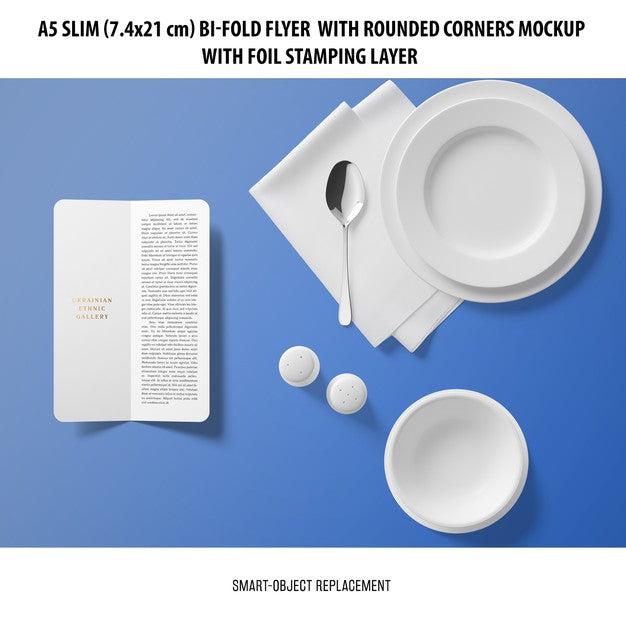 Free A5 Slim Bi-Fold Flyer Mockup Psd