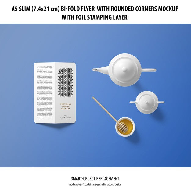 Free A5 Slim Bi-Fold Flyer Mockup Psd