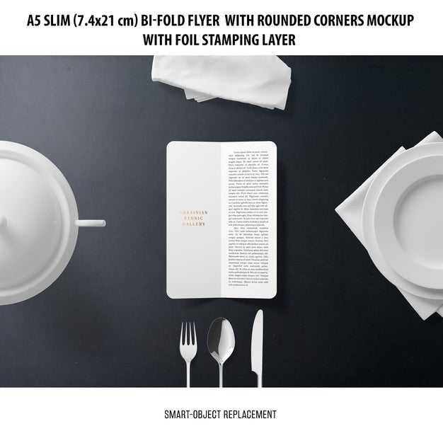 Free A5 Slim Bi-Fold Flyer Mockup Psd