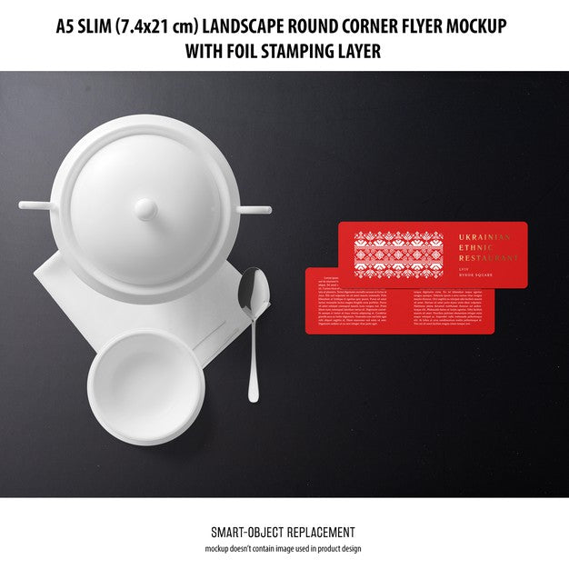 Free A5 Slim Landscape Flyer Mockup Psd