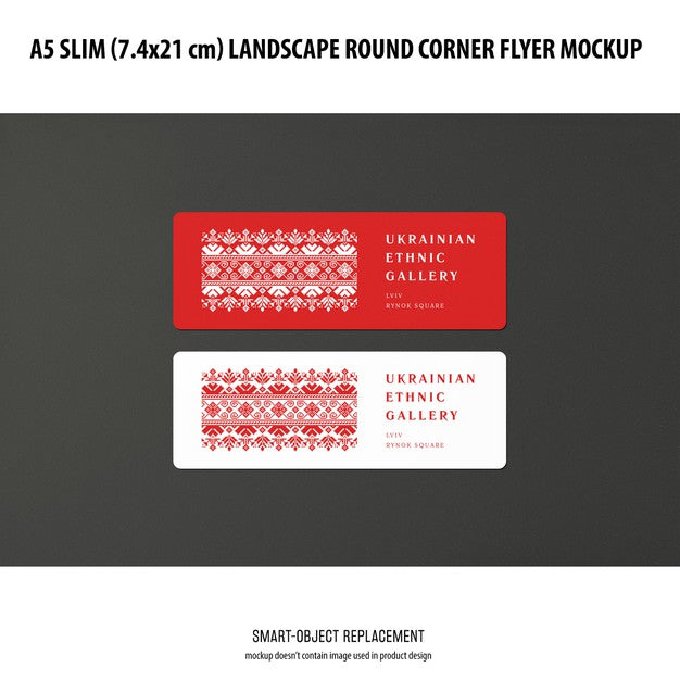 Free A5 Slim Landscape Flyer Mockup Psd