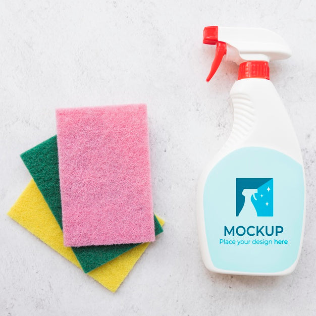 Free Above View Cleaning Products Arrangement Psd