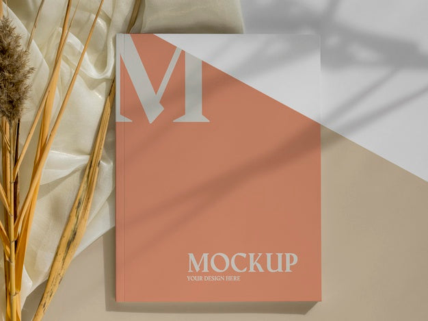 Free Above View Magazine And Leaves Assortment Psd