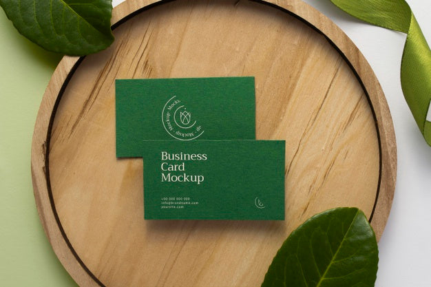 Free Above View Stationery With Wood And Plant Psd