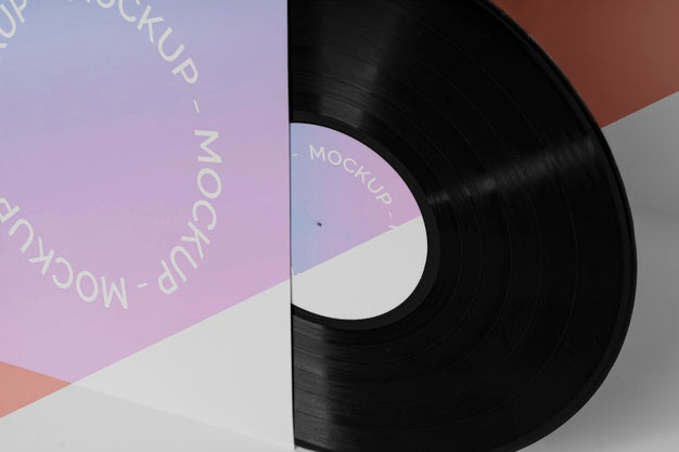 Free Abstract Retro Vinyl Disk With Packaging Mock-Up Psd
