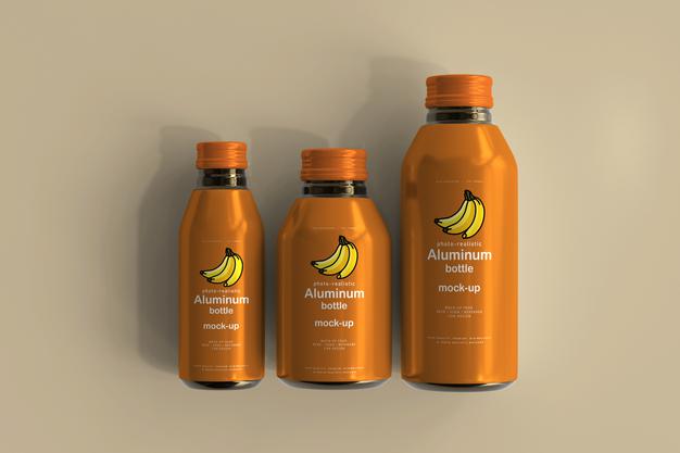 Free Aluminum Beverage Bottle Mockup Psd