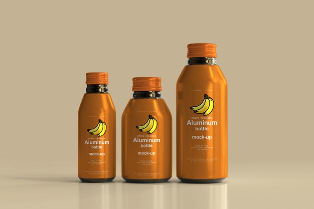 Free Aluminum Beverage Bottle Mockup Psd