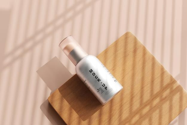 Free Aluminum Body Cosmetic Spray Bottle Mockup Psd