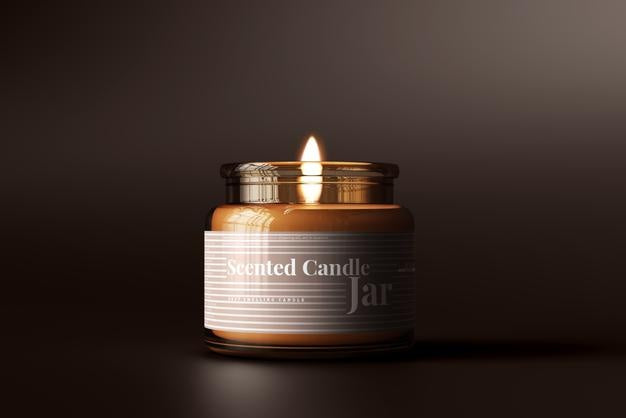 Free Amber Glass Candle Jar Mockup Psd