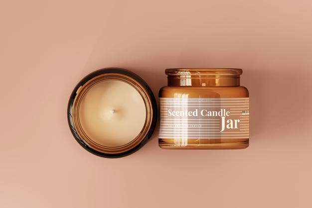 Free Amber Glass Candle Jar Mockup Psd
