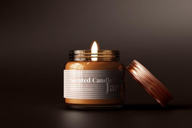 Free Amber Glass Candle Jar Mockup Psd