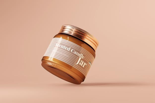 Free Amber Glass Candle Jar Mockup Psd