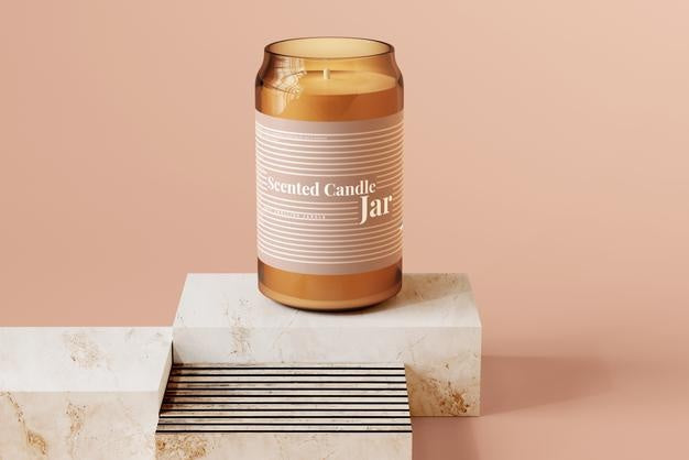 Free Amber Glass Candle Mockup Psd