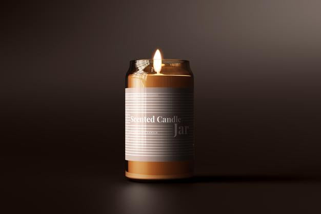 Free Amber Glass Candle Mockup Psd