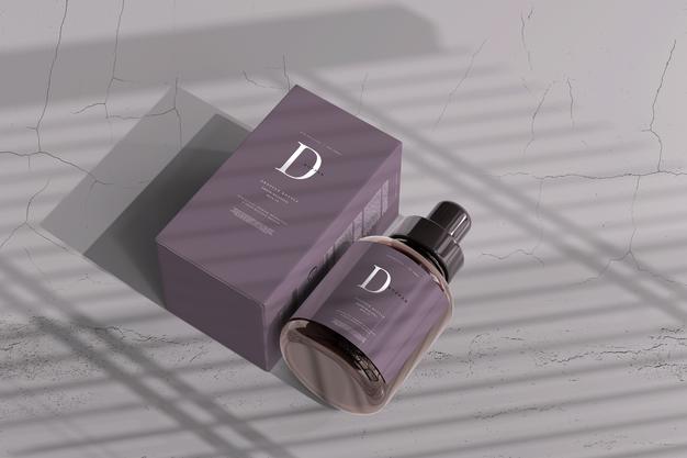 Free Amber Glass Dropper Bottle With Box Mockup Psd
