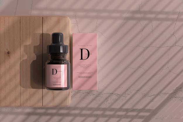 Free Amber Glass Dropper Bottle With Box Mockup Psd