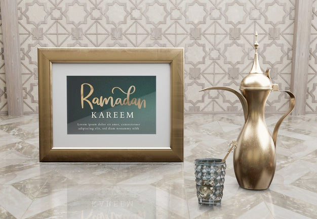 Free Arabic New Year Arrangement With Golden Teapot Psd