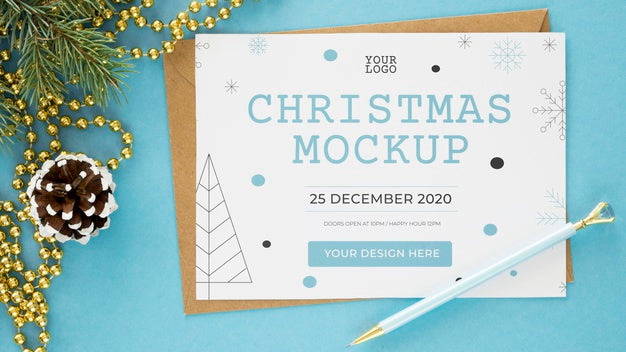 Free Arrangement Of Christmas Eve Elements Mock-Up Psd