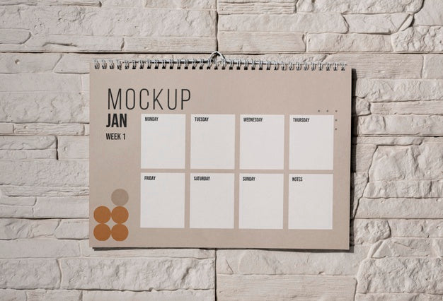 Free Arrangement Of Mock-Up Calendar Indoors Psd