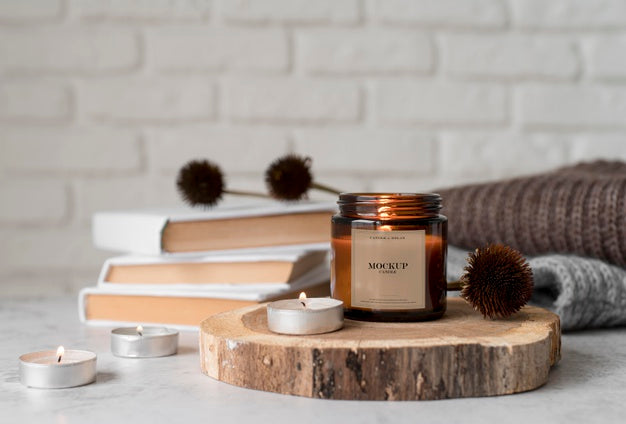 Free Arrangement Of Mock-Up Candle Packaging Psd