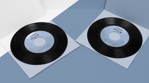 Free Arrangement Of Vinyl Records Mock-Up Psd