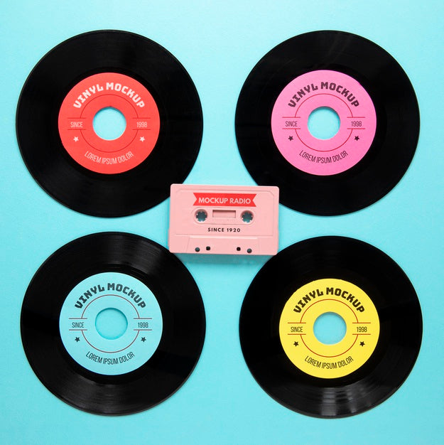 Free Arrangement With Vinyl Records Mock-Up Psd