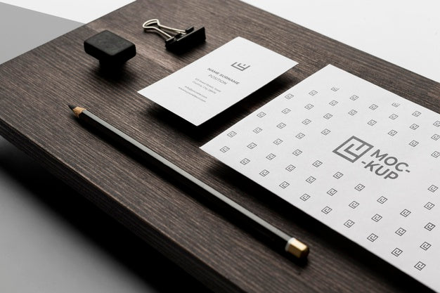 Free Assortment Of Mock-Up Stationery On Wood Psd