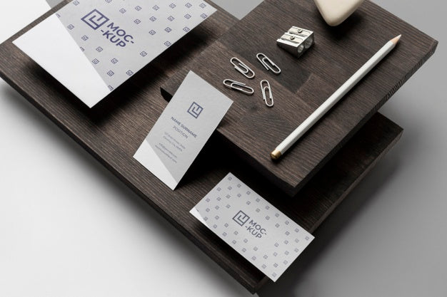 Free Assortment Of Mock-Up Stationery On Wood Psd