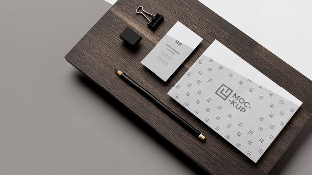 Free Assortment Of Mock-Up Stationery On Wood Psd