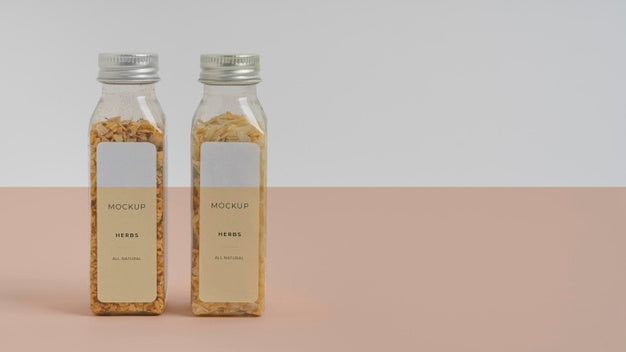 Free Assortment Of Spices With Label Mock-Up Psd