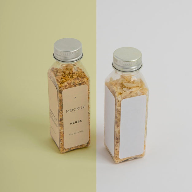 Free Assortment Of Spices With Label Mock-Up Psd