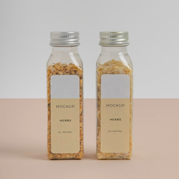 Free Assortment Of Spices With Label Mock-Up Psd