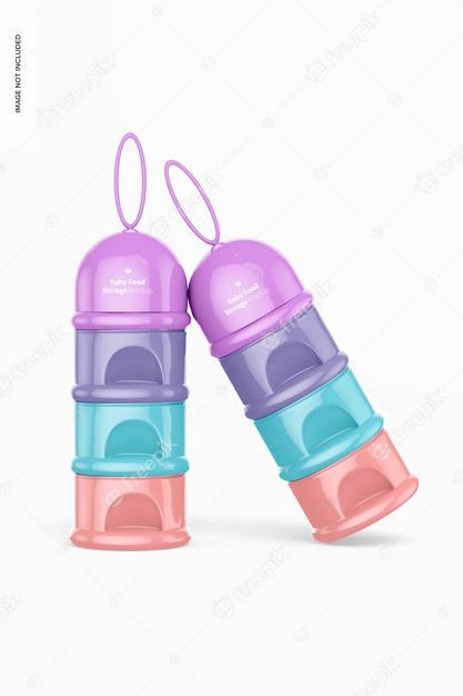 Free Baby Food Portable Storages Mockup, Leaned Psd