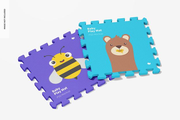 Free Baby Play Mat Mockup, Perspective Psd