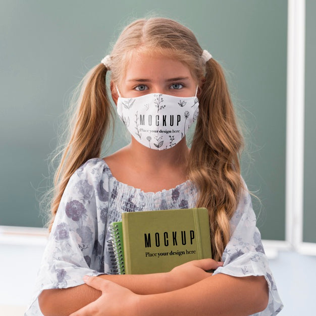 Free Back To School And Covid Concept Mock-Up Psd