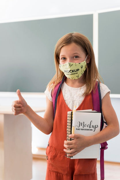 Free Back To School And Covid Concept Mock-Up Psd