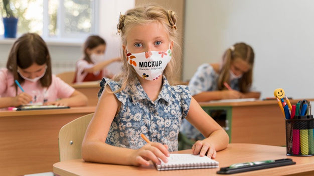 Free Back To School And Covid Concept Mock-Up Psd