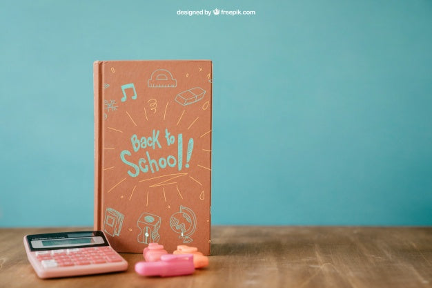 Free Back To School Composition With Book And Calculator Psd